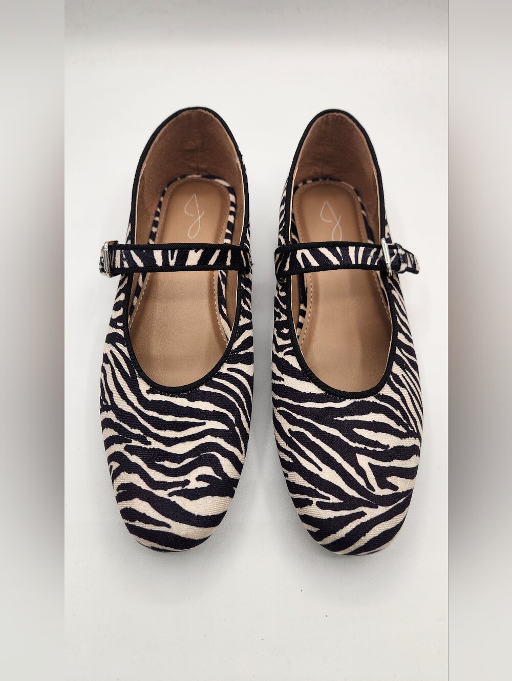 Joie Velvet Zebra Print Mary Jane Flats Size 10M